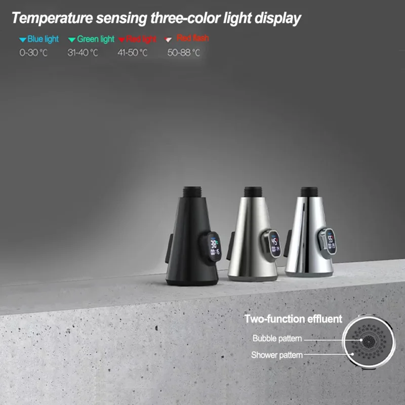 Kitchen Pull-Out Faucet Replacement Head Digital Display Temperature Sensor Nozzle Sink Basin Kitchen Pull Out Sprayer Nozzle
