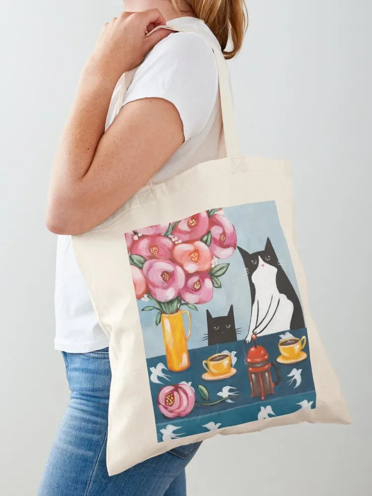 

French Press Coffee Cats Tote Bag tote bags men the tote bag Woman shopper bag