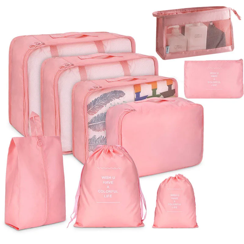 Foldable Makeup Bag Travel Storage Bag Set Nine Piece Clothing Storage Bag Bundle Travel Bag