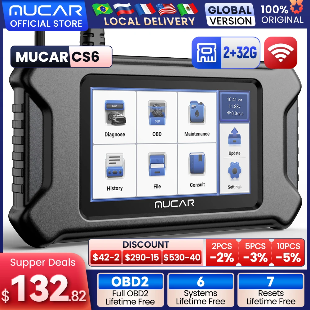 MUCAR CS6 Professional DIY Obd2 Scanner For Auto Lifetime Free All Car Diagnostic Tools Obd 2 Code Reader TPMS Tester Bluetooth