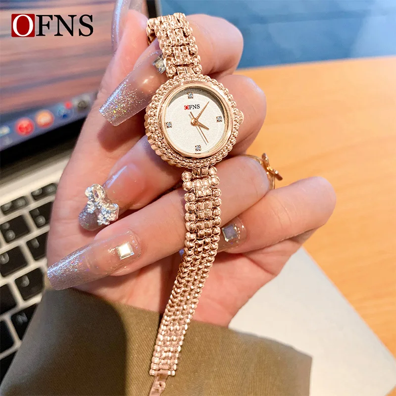Ofns 1619 moda relógios de quartzo para mulher à prova dwaterproof água pulseira luxo retro elegante negócios senhoras relógio reloj mujer