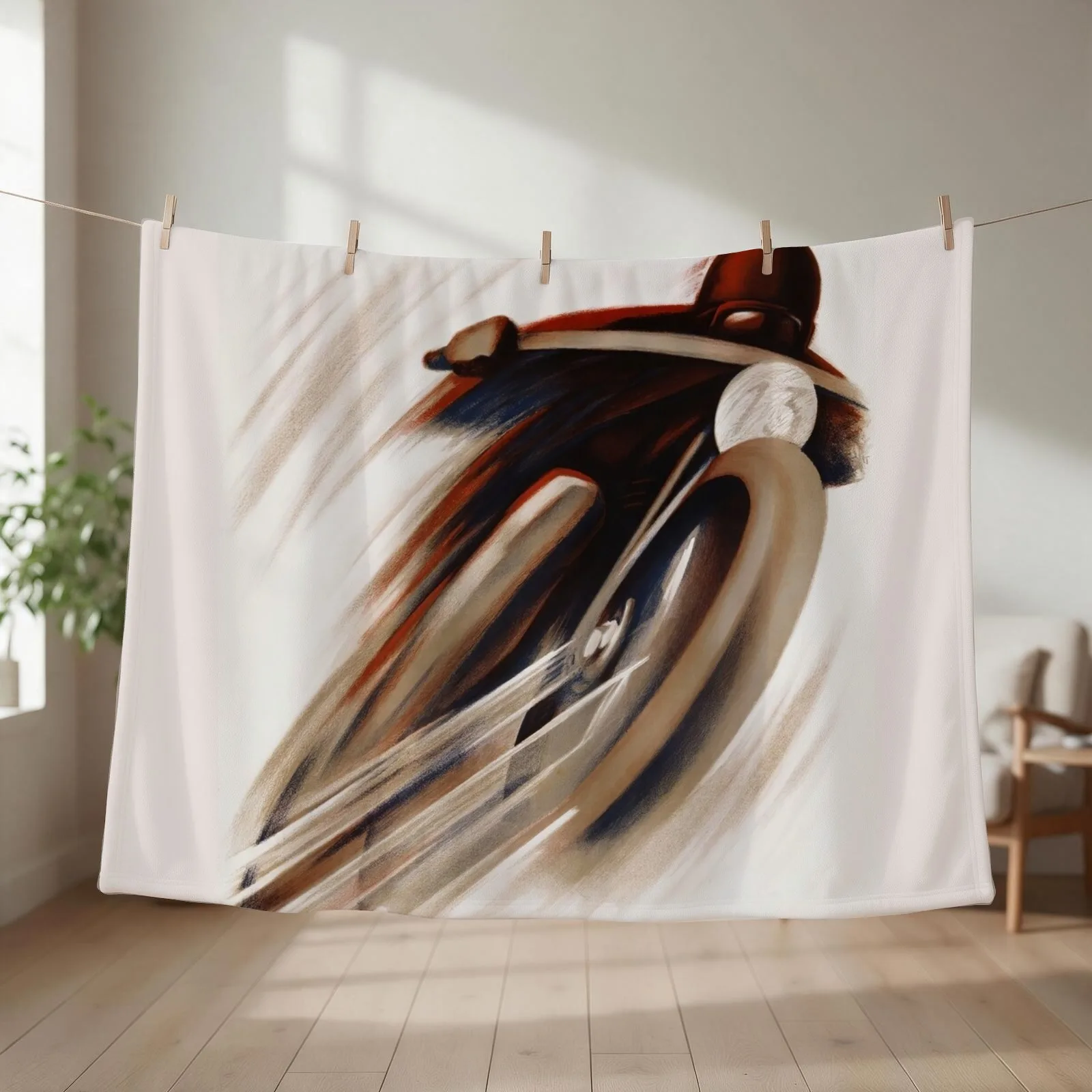 Art Deco Swiss motorcycle advert motor sport Throw Blanket Soft heavy to sleep Luxury St Hair Blankets