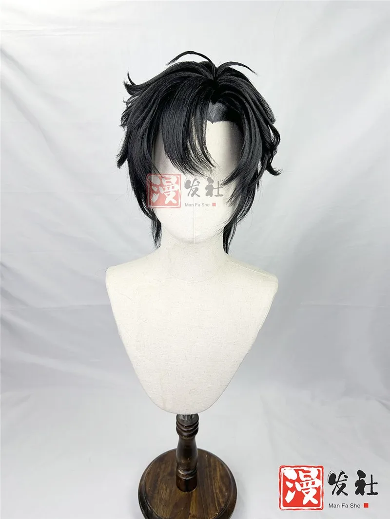 Styled Link Click Cheng Xiaoshi Cosplay Wig 30cm Short Black Heat Resistant Synthetic Hair Anime Role Play Wig