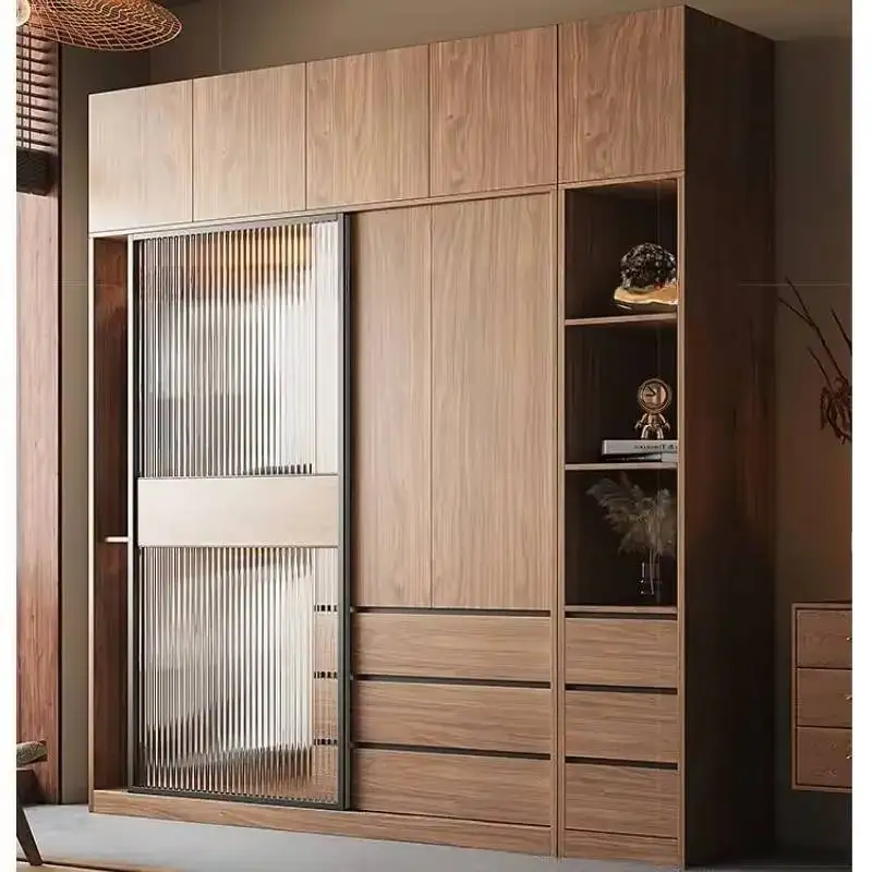 

Modern Glass Adults Wardrobes Sliding Doors Luxury House Storage Clothes Closet Organizer Drawers Armarios De Ropa Furniture