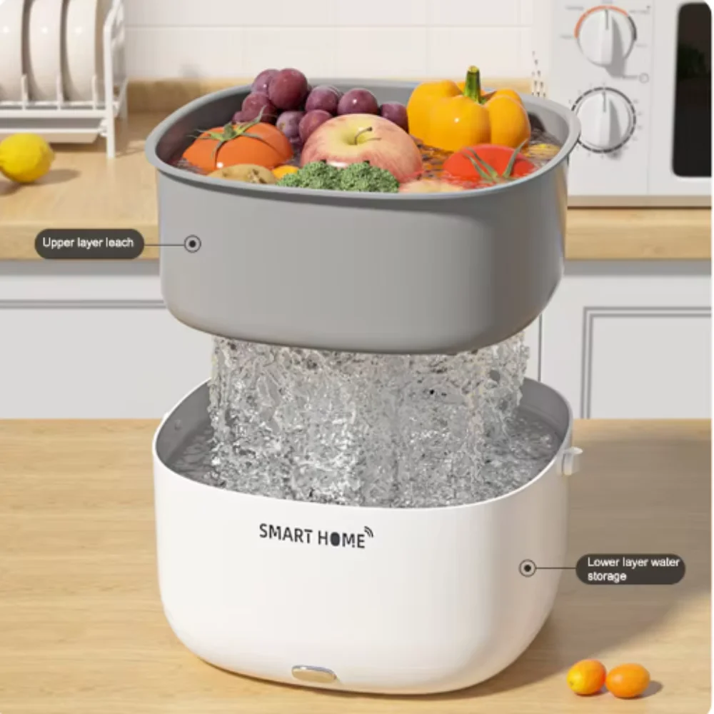 Electric Vegetable And Fruit Washing Machine Food Ultrasonic Washing Bucket Large Capacity Food Grains Purifie Home-appliance