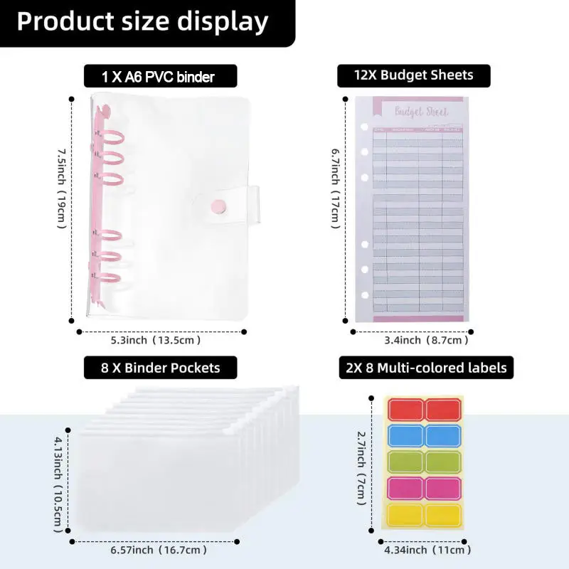 A5 Size Transparent Loose Leaf Binder Clear Notebook Cover Protective Case Practical Travel Student Use Refill Inner Page