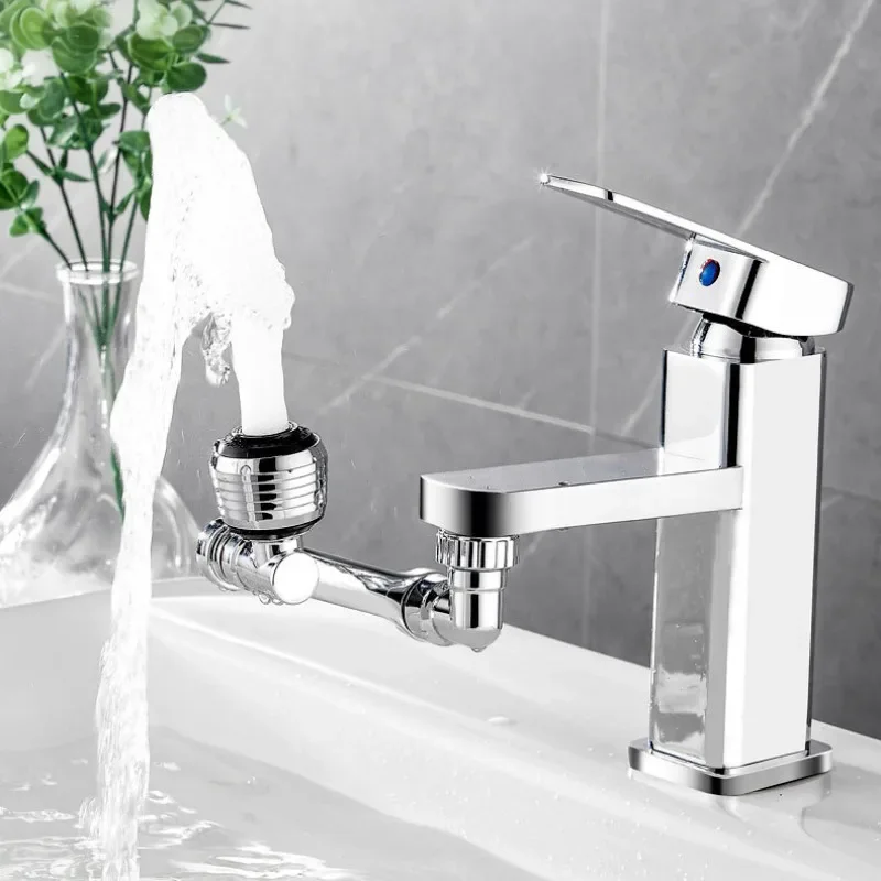 

Metal Universal 1080° Rotation Faucet Extender Dual Mode Sprayer Head Bubbler Splash Aerator for Kitchen Robot Arm Tap