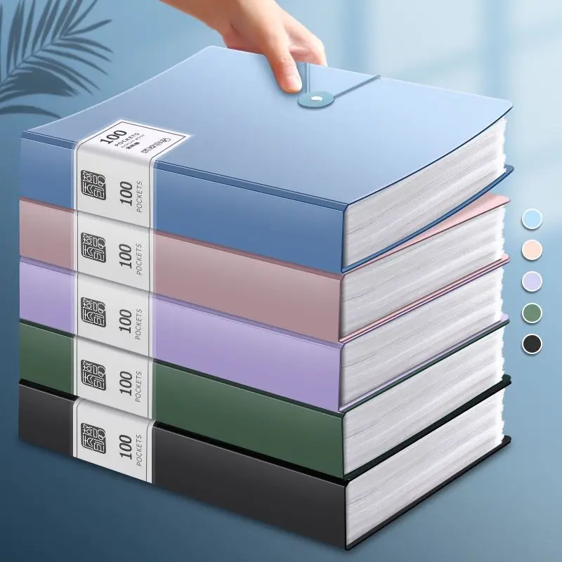 

100 Pages A4 Thickened Folder Information Book Large Capacity Diy File Folder Multifunctional Document Organizer Desktop Storage