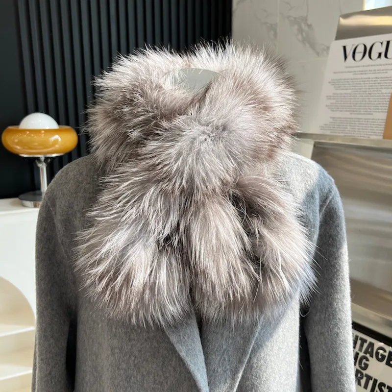 Sciarpa di vera pelliccia di volpe calore invernale sciarpa di pelliccia addensata scialle sciarpa di peluche genuina sciarpe di pelliccia di volpe naturale sciarpe di pelliccia di moda da donna