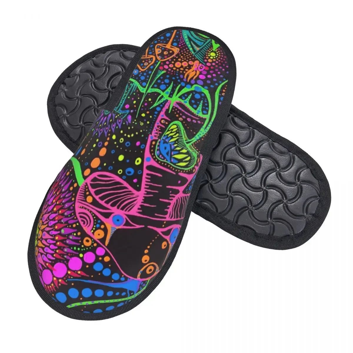 Psychedelic Magic Rainbow Mushrooms House Slippers Soft Warm Mysterious Boho Memory Foam Fluffy Slipper Indoor Outdoor Shoes