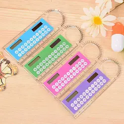 Solar Transparent Ruler Calculator with Magnifier Cartoon Pocket Mini Calculator Pocket Calculator School Office Calculator