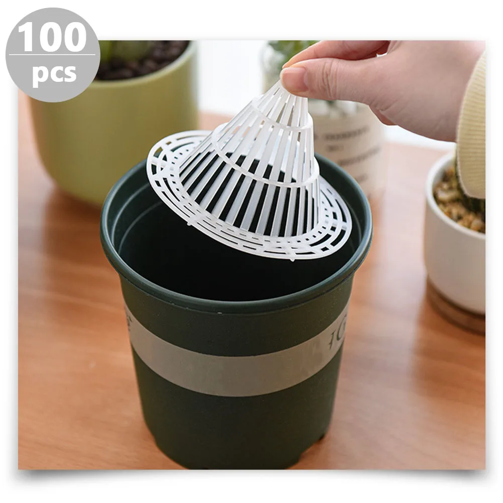 

100 Pcs Filter Gasket Flower Pot Mesh Pad Convenient Flowerpot Household Planter Supply Accessory Plastic