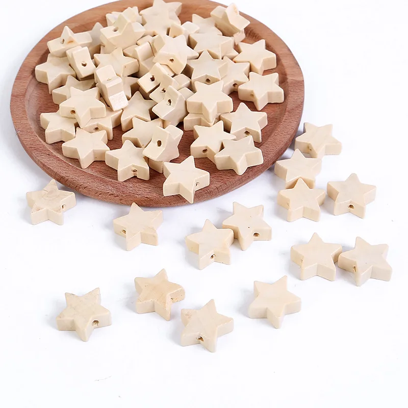 10pcs 19x19mm Star Shape Wooden Loose Wood Beads For Jewelry Making DIY Craft Earring Bracelet Findings