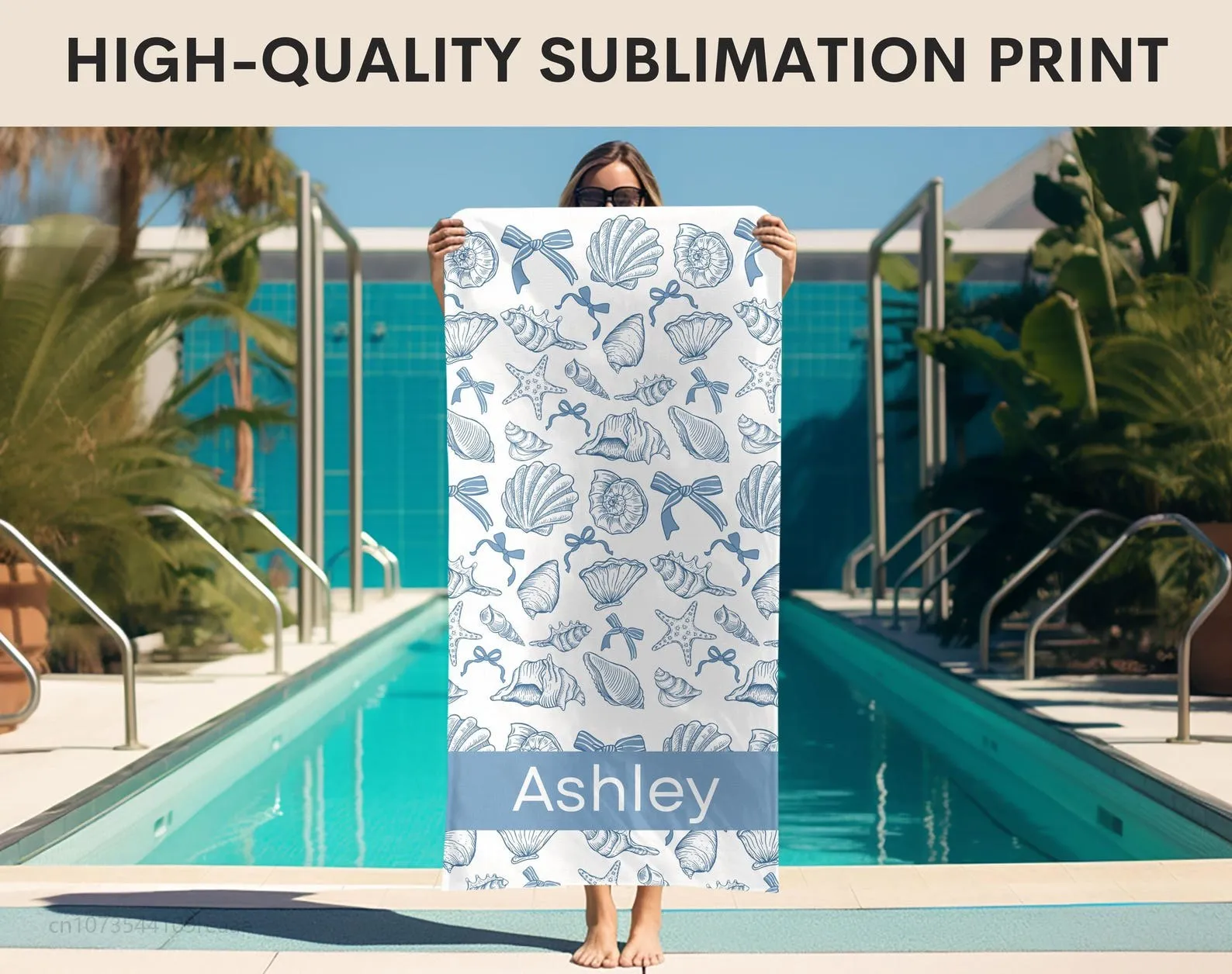 Custom Name Seashells Coquette Towel Bachelorette Beach Gift for Bridesmaid Vacation
