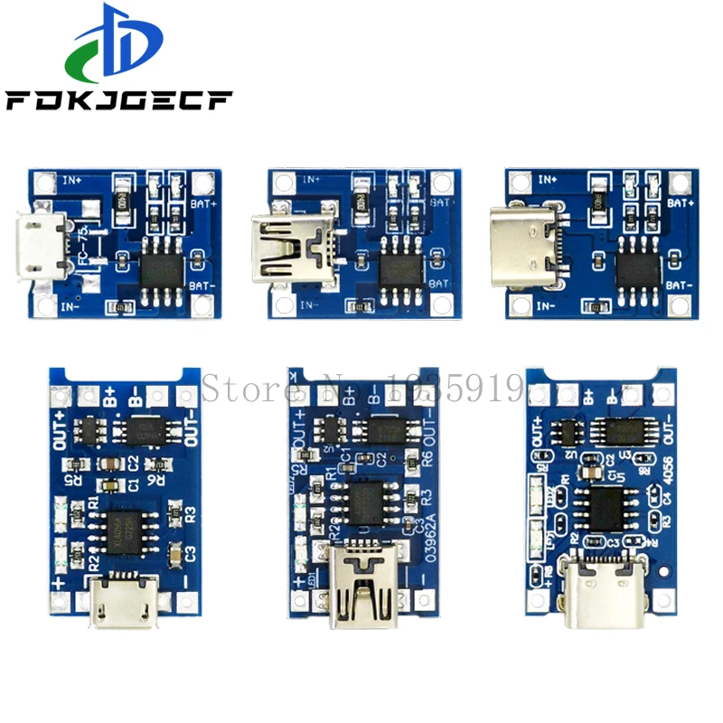 Mini Micro Type-c USB 5V 1A 18650 TP4056 moduł ładowarki baterii litowej płytka ładująca z ochroną podwójne funkcje 1A Li-ion