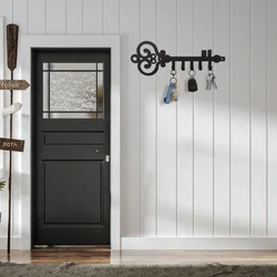 Wall Mounted Key Holder, Key Storage Row Hooks For Wall Decorative , Black Metal Key Organizer Rack Hook for wall Storage Rack