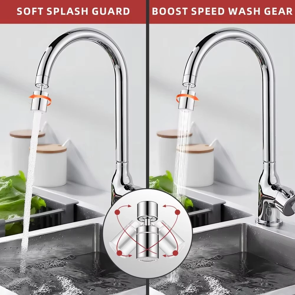 Adjustable Kitchen Faucet Aerator 360° Rotary Splashback Sink Tap Nozzle Bubbler Pressurized Water Filter Diffuser 2 Mode