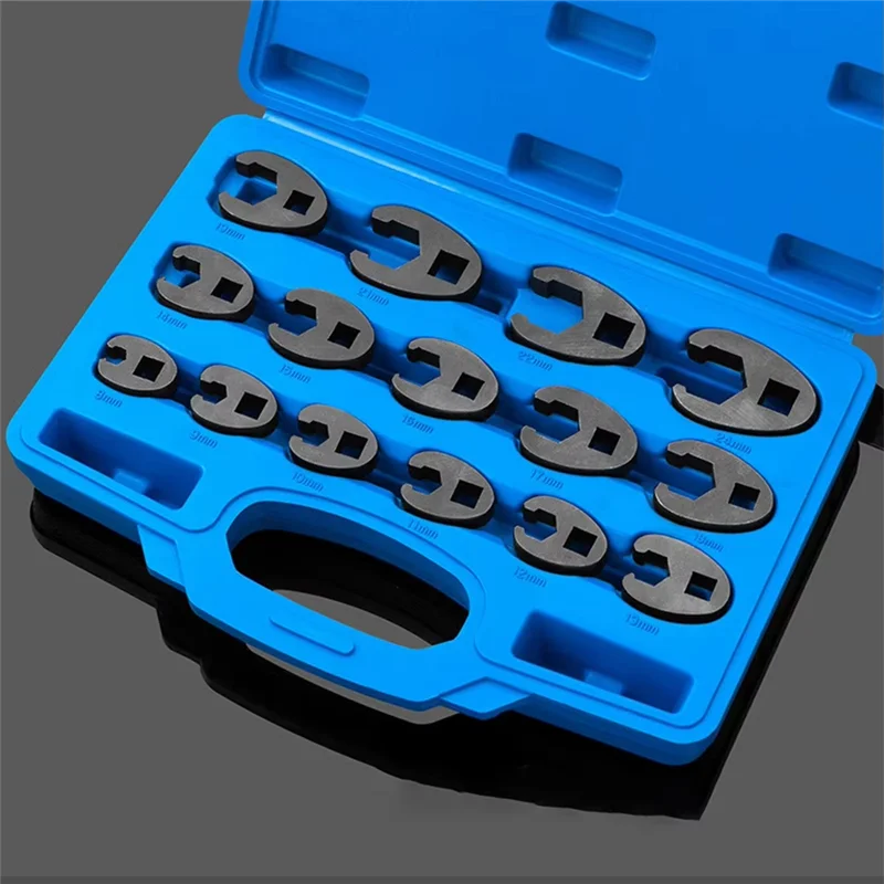 B97A-15Pcs 8-24Mm Crow Foot Open End Wrench 1/2 3/8 Inch Drive Spanner Multifunctional Crowfoot Wrencher Oil Pipe