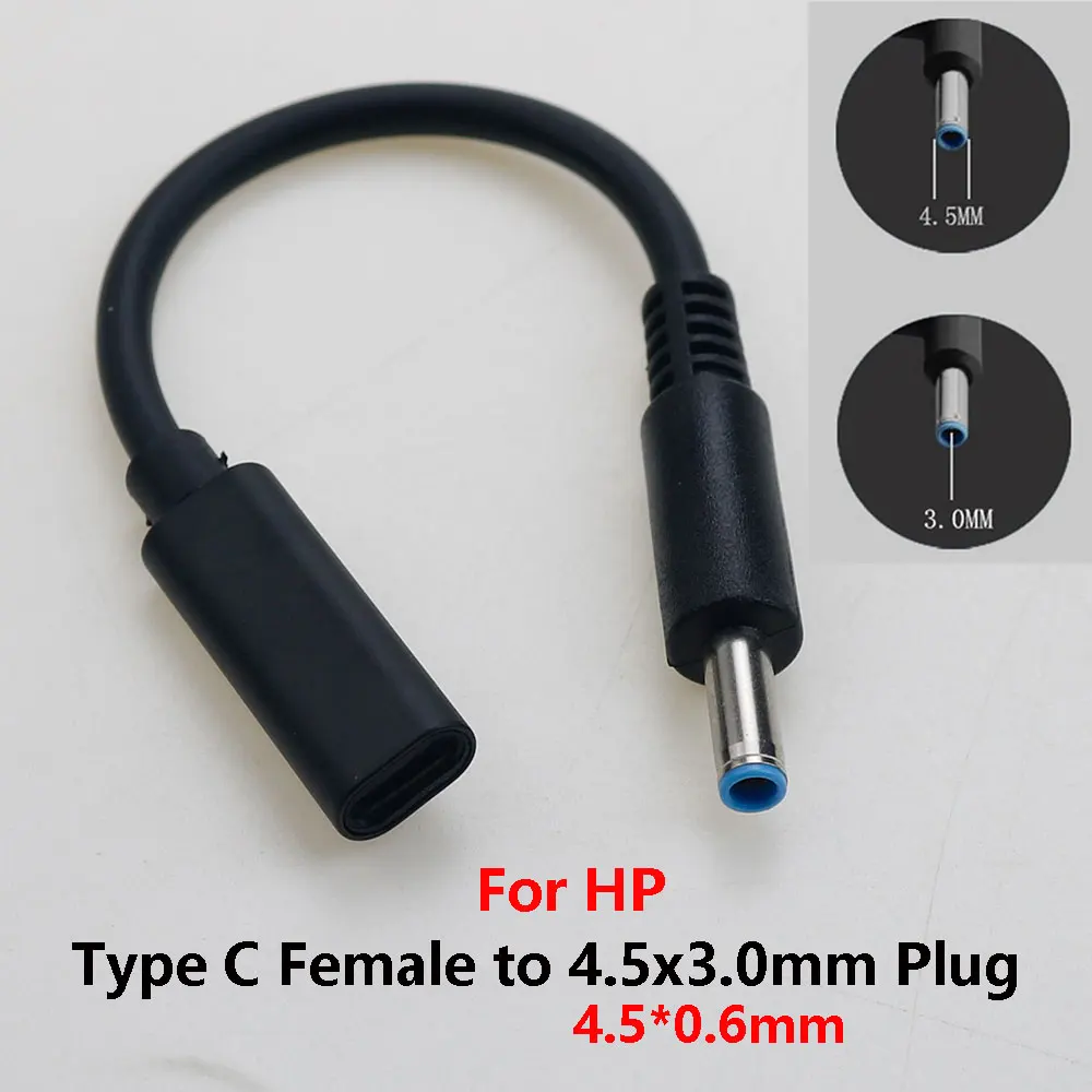 

1PC USB 3.1 Type C USB C Laptop Charger Power Adapter Converter USB Type C Female to 4.5*3.0 Dc Plug Jack For HP Laptop Adapter