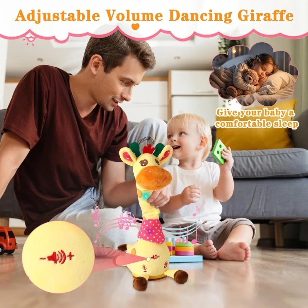 Cute Repeating What You Say Dancing Talking Giraffe with 10 Songs Adjustable Volume Swaying Dancing Giraffe Musical