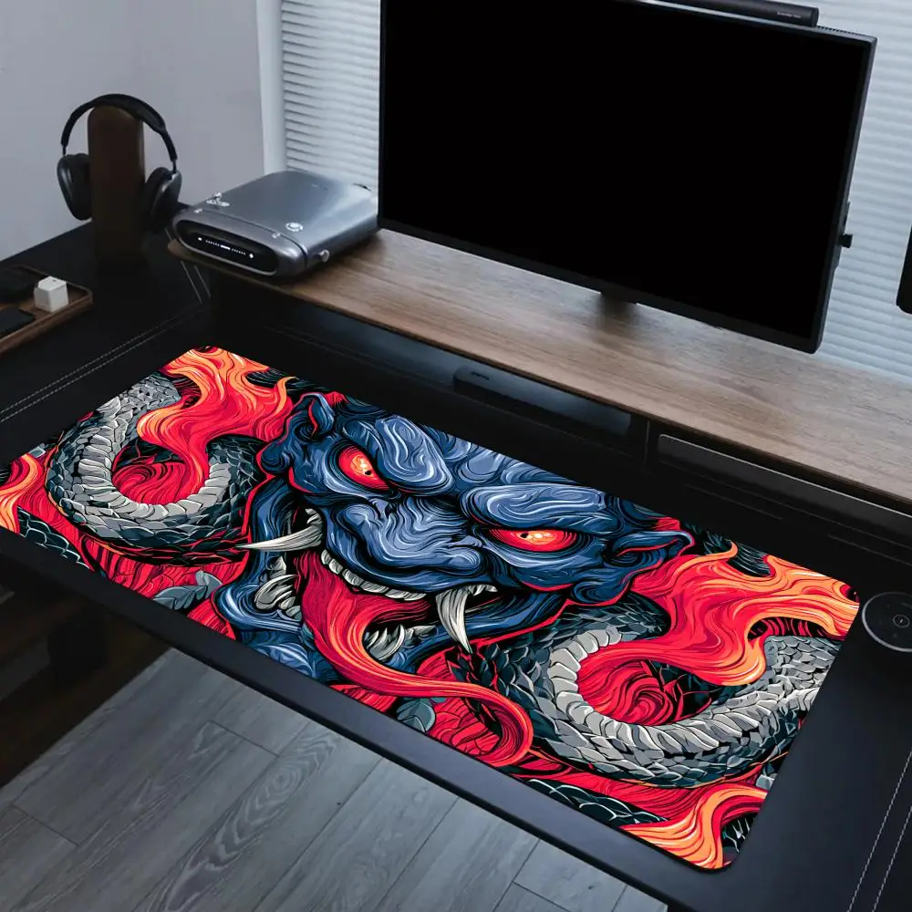 Crimson Flame Demon Mouse Pad Large Computer Office Game Table Mats Rubber Anti-slip XXL Mouse Mat HDP Long Desk Pads Mauspad