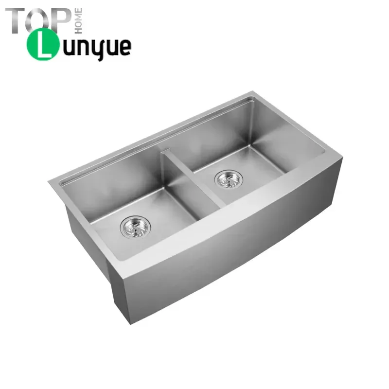 Brushed Stainless Steel Handmade Double Bowl Kitchen Sink Farmhouse Apron Front Workstation Easy Clean Multifunctional for