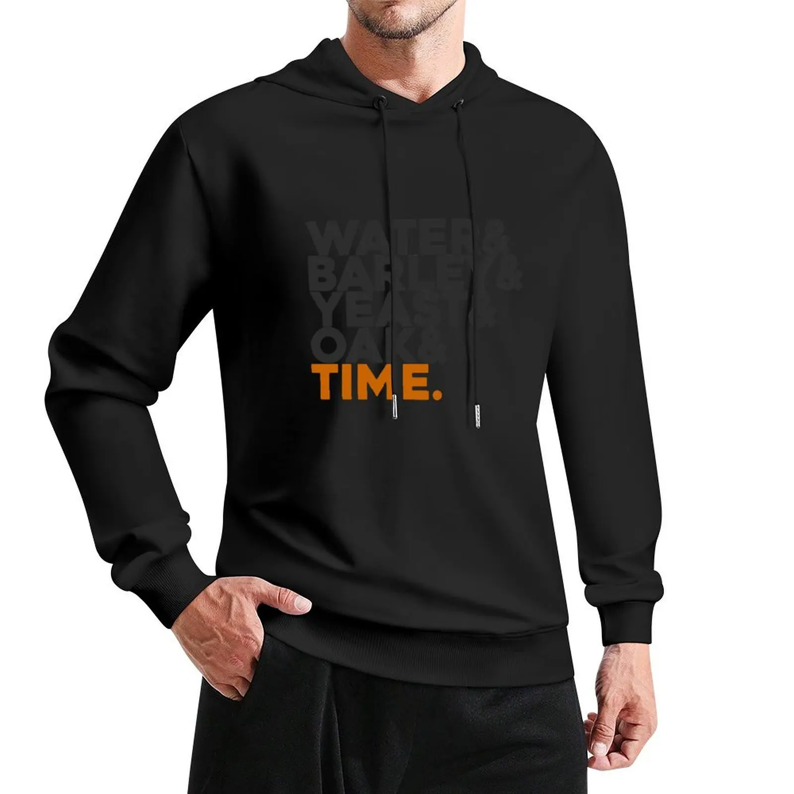 

Whisky: Water & Barley & Yeast & Oak Time Pullover Hoodie men's clothing graphic hoodies