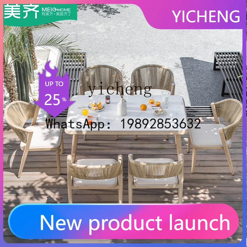 

Outdoor Chair Rattan Chair Single Household Dining Table Terrace Balcony Waterproof Indoor Table and Chair