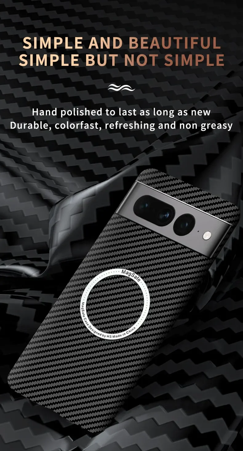 2023New Luxury Carbon Fiber Texture Pattern Magnetic Ultra Slim Case For Google Pixel 7 Pro Matte MagSafe Ring Armor Cover Coque