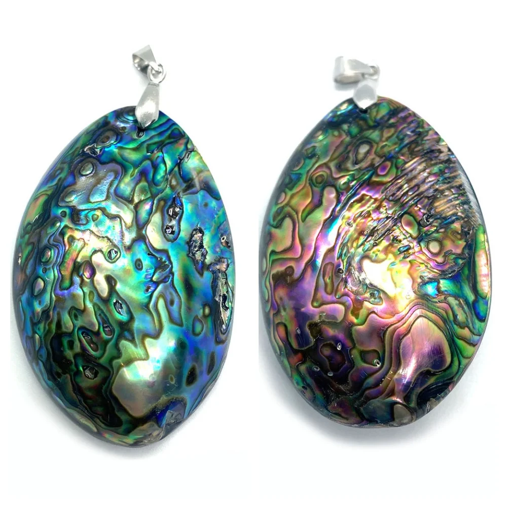 

Natural Shell Pendant Vintage Single Sided Colorful Oval Abalone Shell Pendant for DIY Necklace Charms Jewelry Accessories