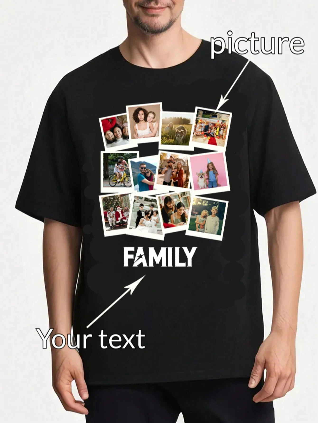 1 pc Customized Personalized T-shirtAny Photo, Any Text  name, Anniversaries Wedding Special Occasions Valentine's Day gift