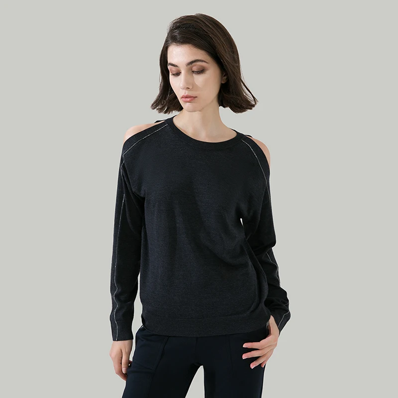 1604 100% Wool Pullover Off  shoulder thin loose top Sweater For Women Ladies autumn Cloths luxury Women's Clothing