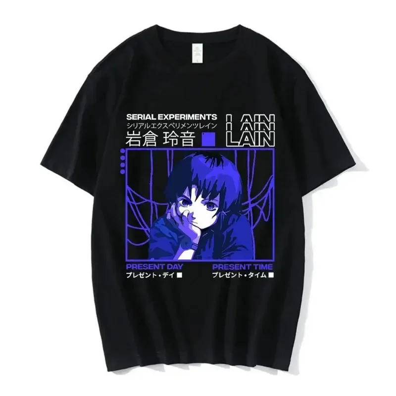 Fashion anime series experiment Lane printed cotton T-shirt wakkura manga girls sci-fi short sleeve breathable plus size T-shirt