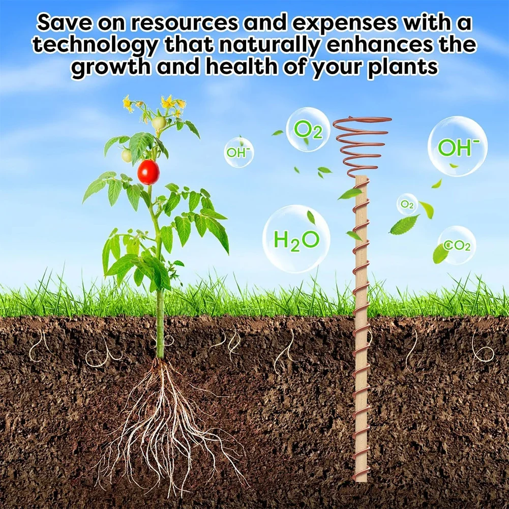 6 Pack Electroculture Plant Stakes Copper Antennas High-Efficiency Electroculture Gardening Copper Coil for Enhanced Growth