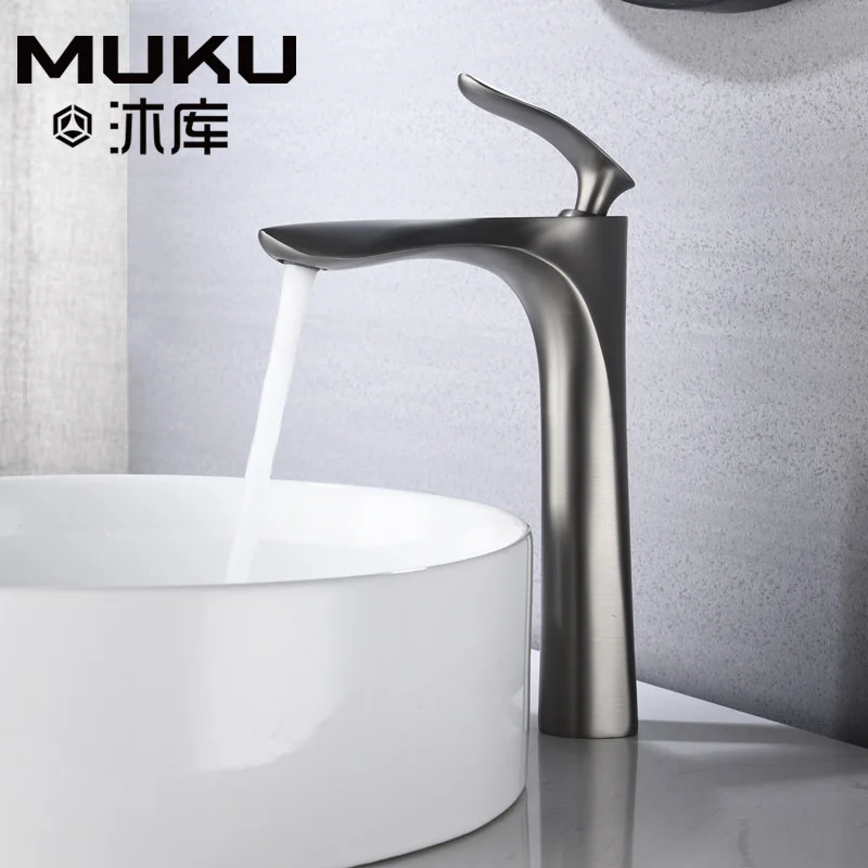 

Bathroom Gun Gray Basin Faucet Deck Mounted Toilet Hot And Cold Water Mixer Tap Copper Washbasin Bathroom Counter Crane