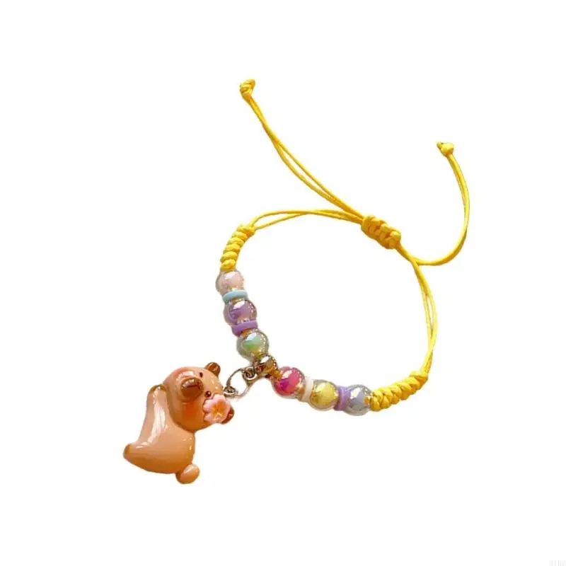 652F Unique Handwoven Bracelet Resin Capybara Bracelet Resin Texture Perfect for Art Enthusiasts and Handmade Jewelry Fan