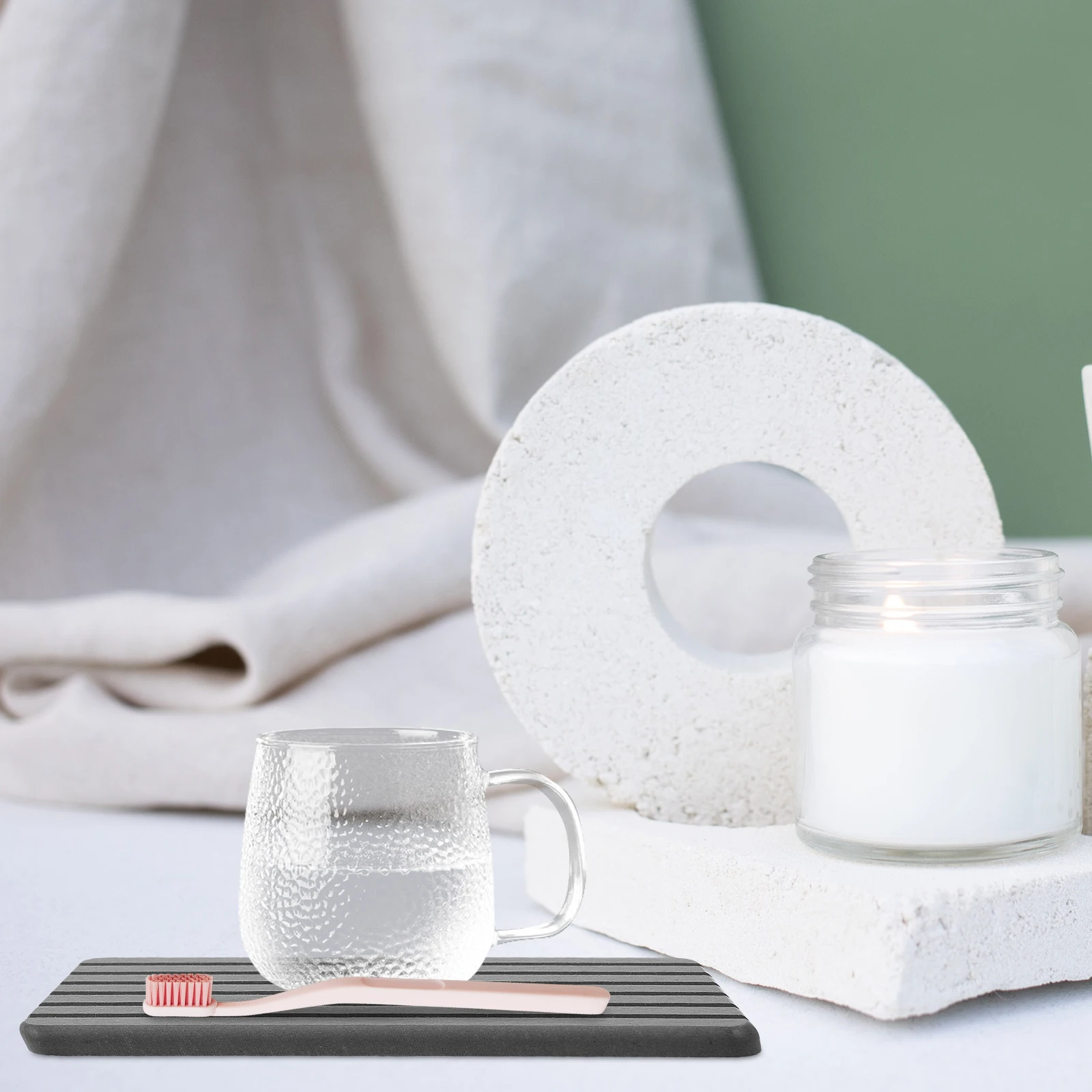 

4pcs Diatomite Absorbent Coasters Instant Dry Sink Organizers Countertop Mats For Bathroom Kitchen Soap Tray Drying Mat Home