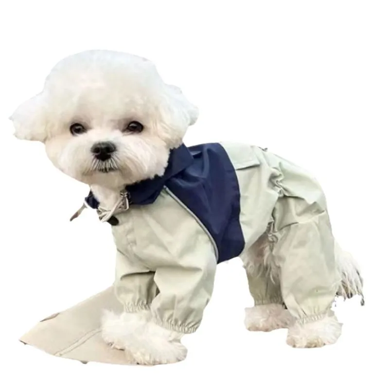 

Raincoat Waterproof Four-legged Tooling Contrasting Color Splicing Jacket Windproof Handsome Cat Teddy Than Bear