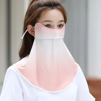 UPF50 + 자외선 방지 아이스 실크 자외선 차단 마스크, 여름 야외 스포츠 사이클링 스카프, 귀 코드 스카프 마스크, 목 보호 얼굴 베일