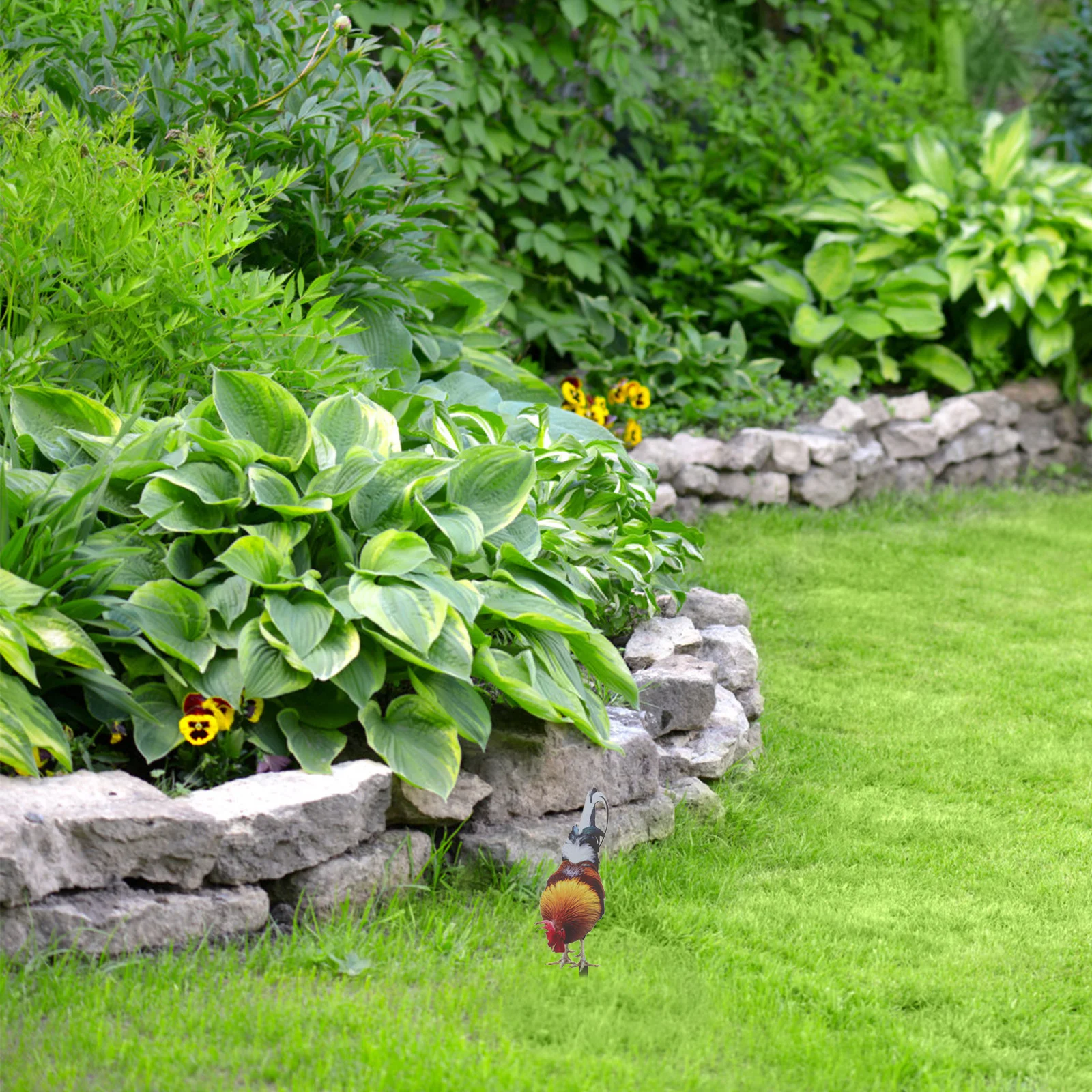 ديكور حديقة واقعي مقاوم للأشعة فوق البنفسجية، سهل التركيب، علامة ساحة الدجاج، زينة الفناء