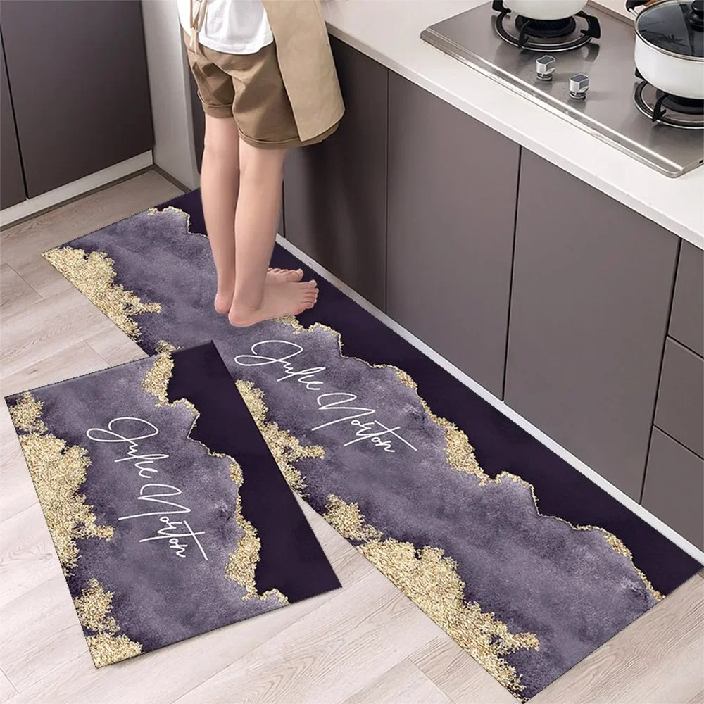 Washable Non-slip Kitchen Rugs Home Doormat Entrance Mat Floor Bedroom Carpet Quick-Drying Bath Bathroom Mat Living Room Carpet