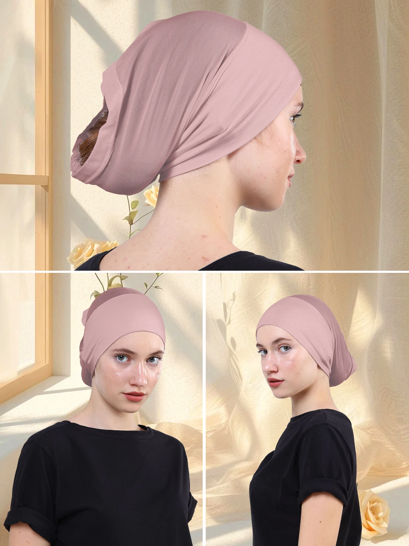 1 pièces Style musulman sport femmes foulard couleur unie maille foulard respirant foulard instantané Turban instantané