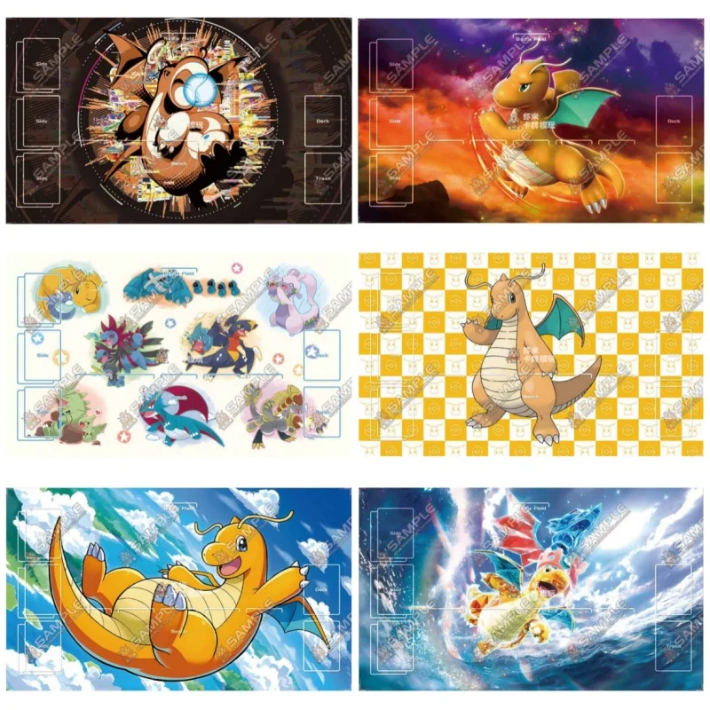 Card Pad Dragonite Tyranitar Garchomp Ptcg Diy Thickened Single Version Action Toy Figures Anime Game Collection Battle Mat