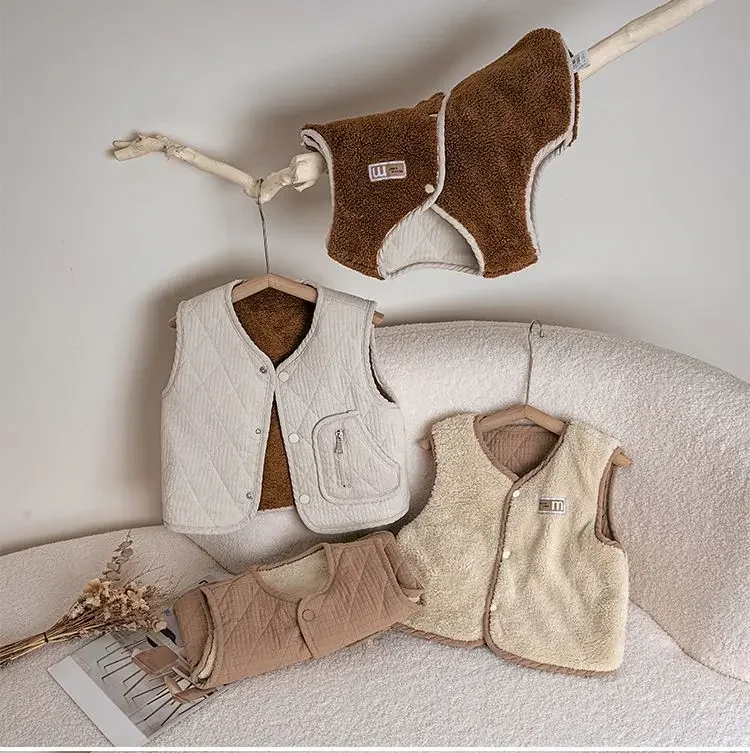 Neue Herbst-Winter-Fleece-Strickjacke Weste für Jungen Mädchen Baby Warme Weste Leichte Kinder Ärmellose Jacke Lässige Innenweste für Kinder – Detail 19