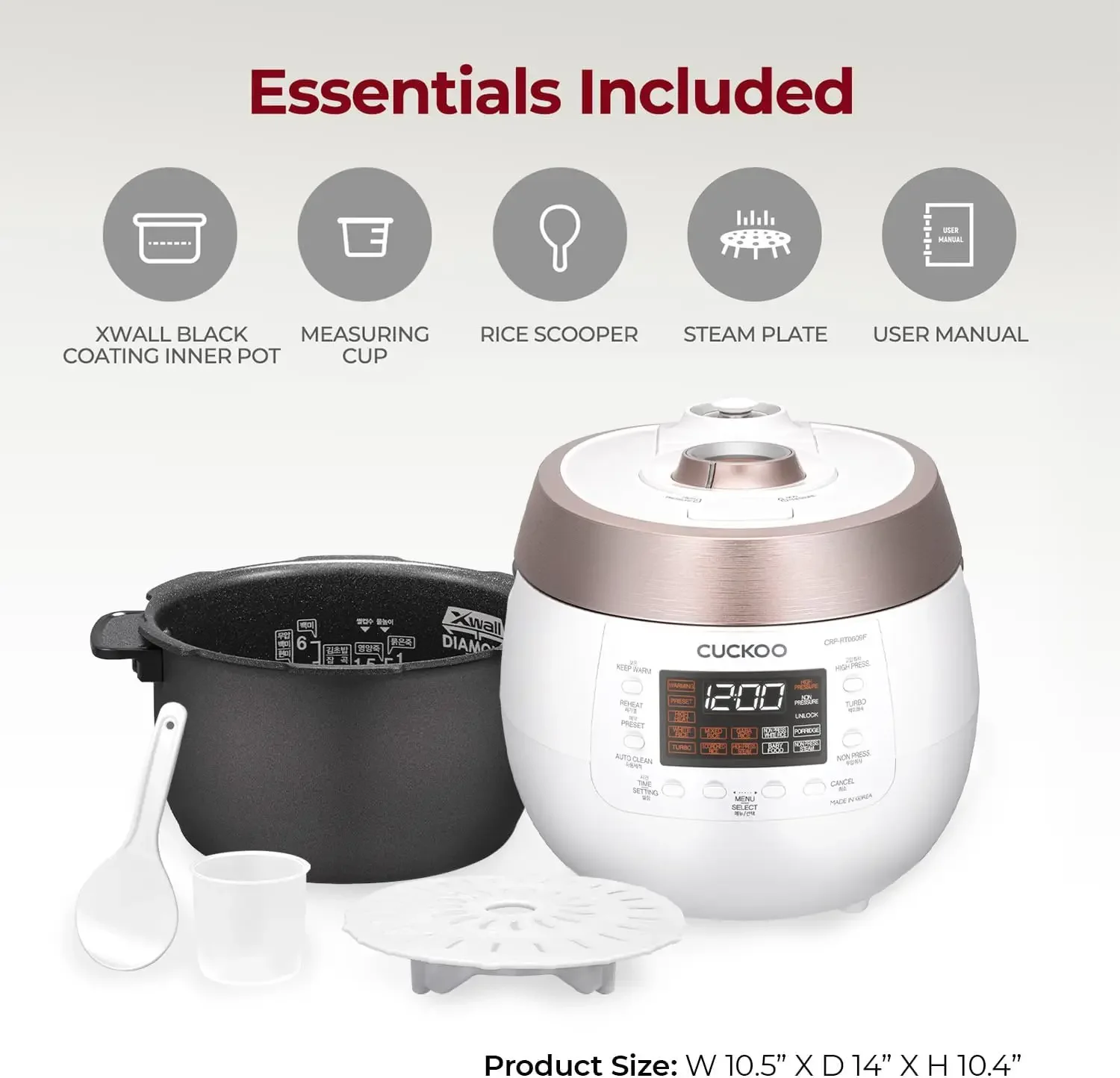 CRP-RT0609FW 6-Cup (Uncooked) / 12-Cup (Cooked) Twin Pressure Rice Cooker & Warmer with Nonstick Inner Pot, 14 Menu Options, Saf