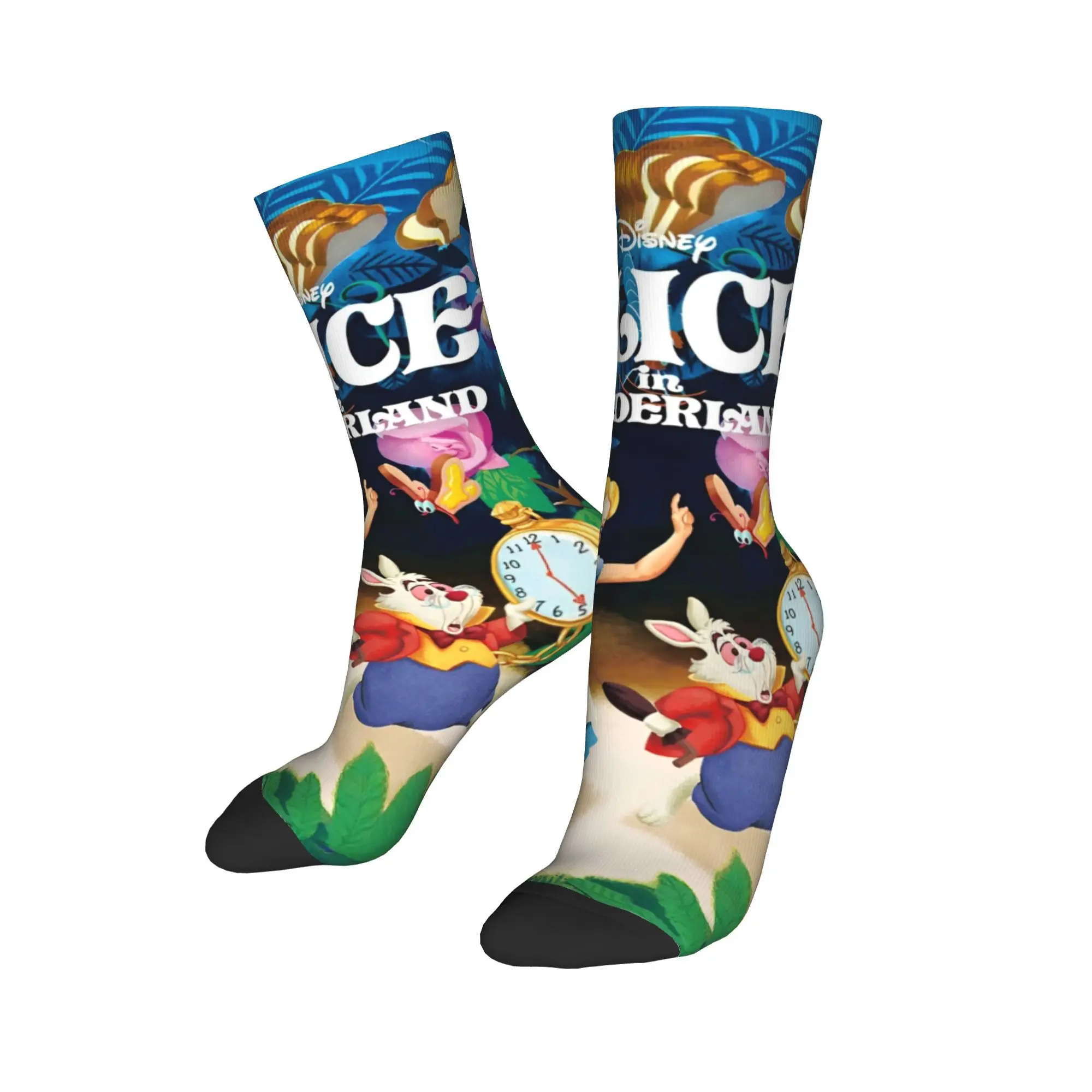 Alice in Wonderland Cartoon Winter Warm Crazy Design UnisexSocks The White Rabbit Sweat Absorbing Basketball Socks