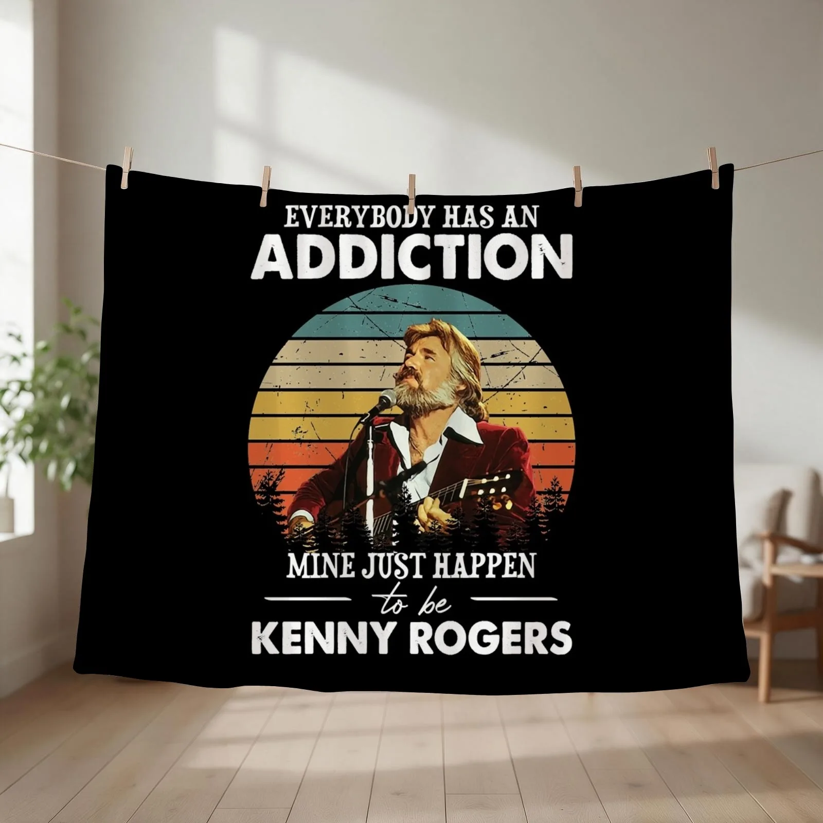 Vintage Addiction Happens To Be Kenny Rogers Throw Blanket couch cozy soft plush fuzzy picnic outdoor blanket