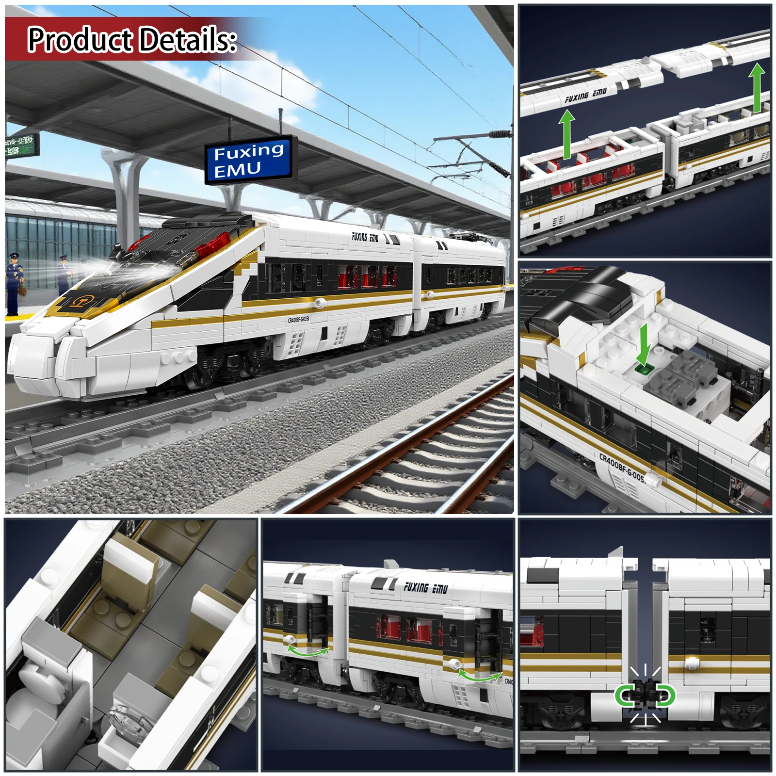 Mould King 12015復興電車ビルディングブロック世界鉄道アプリリモートコントロール高速鉄道モデルエキスパートティーン大人おもちゃギフト