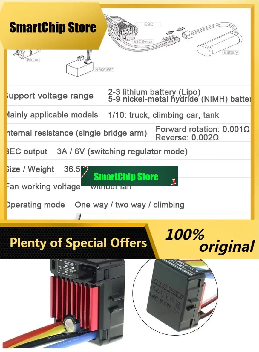 SmCpHobbyWing QuicRun 1060 60A 80A Car ESC 1/10 Waterproof Brushed Electronic Speed Controller Hobbywing Program Card