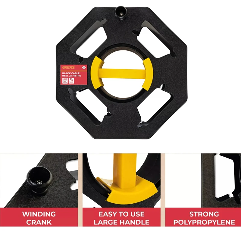 Plato de línea rodante para RV, práctico carrete de Cable ordenado, rueda de almacenamiento, mango grande, almacenamiento de Cable de manivela para Camper, caravana, autocaravana, 1 ud.